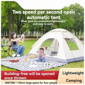 Parent Child Oxford Mesh Four-Season Camping Tent, 3-4 People, Indoor/Outdoor, Fully Automatic Opening, Waterproof