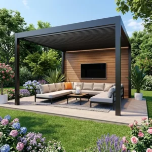 Patio Cover Canopy Water Resistant Bioclimatic Sunshade Opening Roof Louver Shelter Pergola