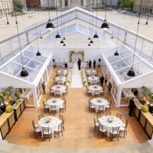 Permanent Garden Event Hall Transparent Orangery Glass Tent Atrium Wedding Reception Marquee
