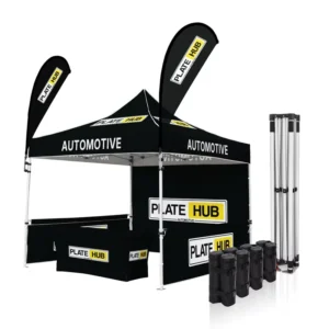 Personalized Logo Folding Canopy Tent 3x3m/10×10 FT with Flag, Waterproof Outdoor Advertising
