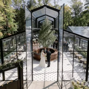 Pillar Free Clear Span Glass Atrium Tent Full Transparent Roof Orangery Cathedral Wedding Gala Banquet Tent