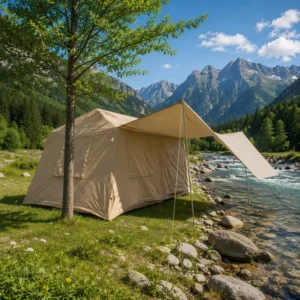 Pinecrest Inflatable Cabin Shelter 420D Oxford 396x270x200cm Khaki PVC Airbeam Community Glamping