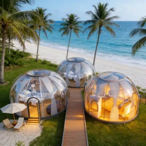 Polycarbonate Stargazing Dome Tent Camping Geodesic Dome Bubble House 360° Transparent Glass Bubble House Tent