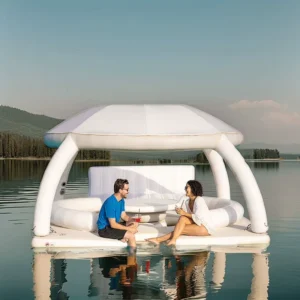 Pontoon Swim Deck Water Leisure Island Driftsun Inflatable Floating Dock Platform Inflatable Mat with Tent