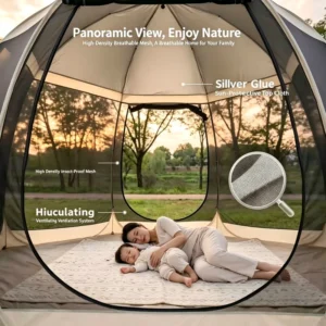 Pop Double Layer Octagonal Mesh Screen Tent 8-10 Person 360 Panoramic View Bug Proof Waterproof Shelter Outdoor Camping Backyard