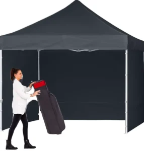 Pop-Up Canopy Tent 3x3m 4-Side Walls Waterproof Steel Frame 6-8 People Summer