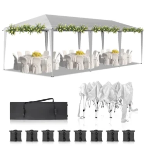 Pop Up Canopy Tent Outdoor Polyester Windproof Waterproof Foldable Portable for Camping Patio Parties Gazebo Carry Bag