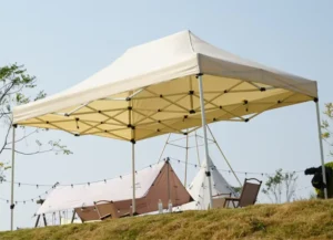 Pop-Up One-Side Wall Beach Tent, Yellow Aluminum Outdoor Sun Shade, Folding 3×3 Gazebo
