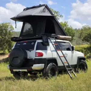 Pop-Up Rooftop Tent Box, 4×4 Aluminum Hard Shell Triangle Tent with Ladder