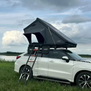 Pop-Up Rooftop Tent Box with Ladder, 4×4 Slimline Aluminum Hard Shell Triangle Tent
