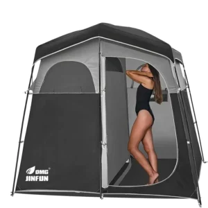 Pop-Up Shower Tent, Portable Privacy Toilet Tent, Outdoor Camping Dressing Room for 2 People with Shower Bag