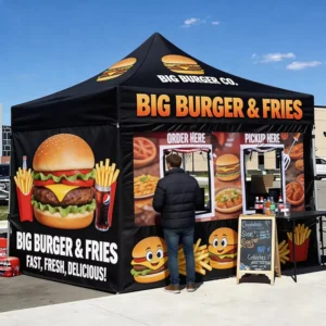 Pop-up Burger Food Truck Canopy Tent Brand Display Booth Heavy Duty Outdoor Market Custom Vendor Tent Print for Concession Stall