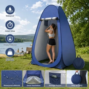 Pop-up Camping Privacy Tent, 4-Season, 1000-1500mm Waterproof, Portable Shower, Toilet and Changing Tent