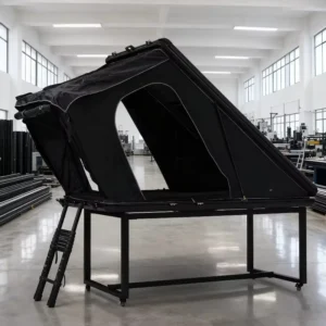 Pop-up Hard-shell Rooftop Tent for Camping Waterproof SUV Jeep Overland Tent with Triangle Aluminium Frame Black