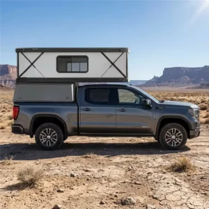 Pop up Truck Bed Camper Hard Shell Pickup Canopy with X Brace Support for Off Road Overlanding 4×4 Camping