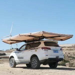 Popular 360 degree Extended Version Boneless Fan shaped Four-season 600D Oxford Cloth Roof Tent Car Sunshade Tent