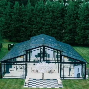 Popular Transparent Atrium Tents 300 500 700 People Design Outdoor Party Wedding Black Aluminum Frame Structure Tent for Events