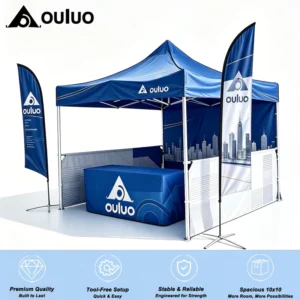 Portable 10x10ft Square Pop-Up Canopy Indoor Outdoor Waterproof UV-Resistant Fabric Trade Show Tent