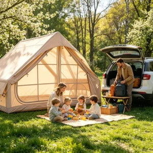 Portable 300D Inflatable Camping Tent with UV Protection 1 4 People Luxury Ridge Air Tent Waterproof Outdoor Glamping Tent