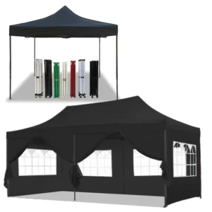 Portable 3×3 3×4.5 3×6 Folding Gazebo Canopy Tent with Steel Frame Waterproof Feature for Trade Shows Parties Outdoor Garden Use