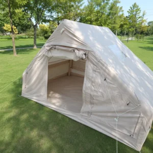 Portable 6.3sqm Inflatable Tent Entry Level Single Door 210D Oxford Khaki Glamping Air Cabin Simple Setup Budget Equipment