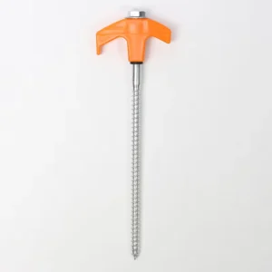 Portable 8″ Threaded Steel Tent Stakes, Rustproof Ground Anchors