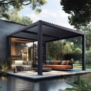 Portable Aluminum Alloy Gazebo with Powder Coated Frame for Patio Veranda Outdoor Living 12×10 Feet Grey Brown Coffee