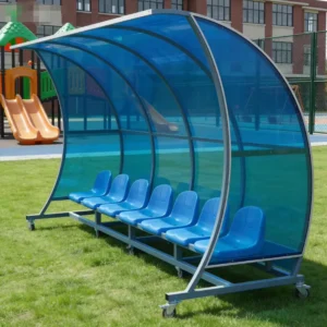 Portable Aluminum Soccer Team Shelter Dugout with Bucket Seats Replacement Bench