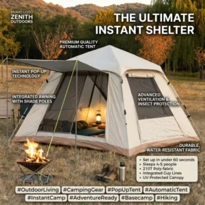 Portable Automatic Folding Tent for 2-3 Person Outdoor Beach Fishing Family Large Space Quick Open Waterproof Lightweight