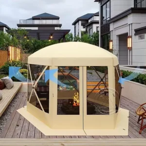 Portable Double-Layer Folding Mesh Canopy Tent Outdoor Mosquito-Proof Camping Explosion-Proof Rainproof Windproof Hexagon Tent