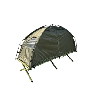 Portable Elevated Camping Cot Tent, Rainproof, Moisture-Proof, Steel Frame, Taffeta Fabric, Silver Coating