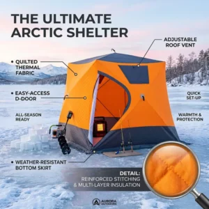 Portable Insulated Ice Fishing Shelter, Windproof and Waterproof, Quick-Pitch