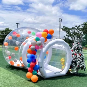 Portable Kids’ Inflatable Bubble House Bouncy Dome with Balloons for Outdoor Parties