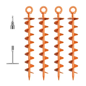Portable Modern Auger Style Heavy Duty Carbon Steel Spiral Trampoline Anchors Set with 4 Ground Anchors for Securing Animals