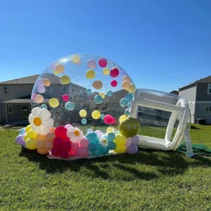 Portable Outdoor Bouncy Dome with Balloons, Kids Jumping Tent, Inflatable Bubble House for Garden Parties