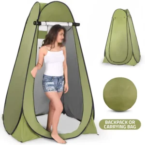 Portable Outdoor Steel Frame Beach Shower Tent Waterproof Pop-Up Dressing Toilet Room for Camping & Hiking