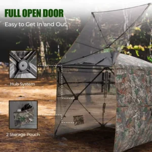 Portable Pop-Up See-Through Oxford Fabric Hunting Blind Tent with One-Bedroom Structure and Camouflage Pattern