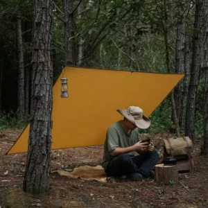 Portable Waterproof Canvas Oil Wax Canopy Sun Shelter Awning Camping Beach Climbing Tour Bushcraft Supplies All Seasons 1.4x2m