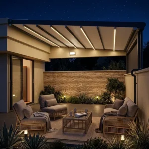 Powder Coated Aluminum Alloy Waterproof Folding Pergola Remote Control Easy Operation Retractable Roof for Cafe