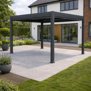 Powder Coated Aluminum Pergola Roof Retractable Awning Canopy System for Patio Deck Adjustable Sun Rain Dual Protection
