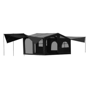 Power Max Portable Outdoor Camping Air Tent 6.3 7.2 Overnight Inflatable Expanded PVC Oxford Fabric Black Cotton Waterproof One