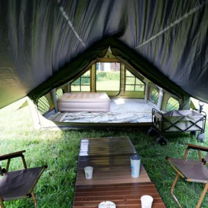 Practical 6.3sqm Inflatable Tent Single-door Windowless Oxford Cloth Portable Shelter For 3-4 Person All Season Outdoor Camping