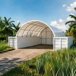 Prefab Container Shelter Rapid Assembly System Galvanized Steel Frame with Heavy Duty PVC Cover for Temporary Storage