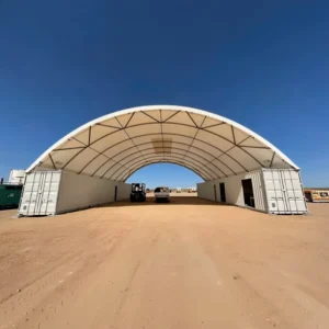 Prefab Container Shelter Storage Solution Galvanized Steel Frame Heavy Duty PVC Cover for Bulk Materials
