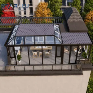 Prefab Garden Room Glass Sunroom Kit With Heavy Duty Aluminum Frame for Four Season Outdoor Living Space Extension