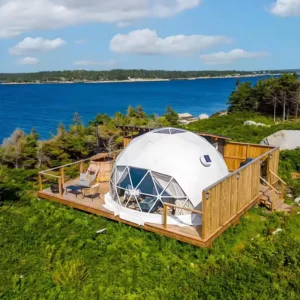 Prefab Transparent Geodesic Dome Tent House, Four-Season, Waterproof, UV-Resistant, Fireproof, Double-Layer, Glamping