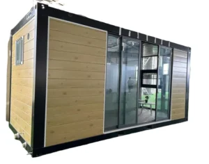 Prefab Wood Grain Container House Mobile Tiny Home Insulated Foldable Cabin for Office Villa Homestay
