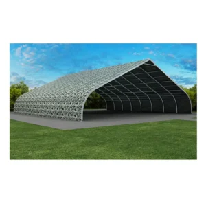 Prefabricated 4m Eave Height Large Arch Warehouse Tent 1600sqm Aluminum Frame Industrial Storage Marquee with Camouflage Cover