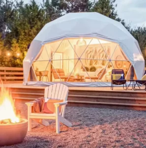 Prefabricated Steel Geodesic Dome Tent Weatherproof Anti-UV Glamping House for Backyard Party and Camping