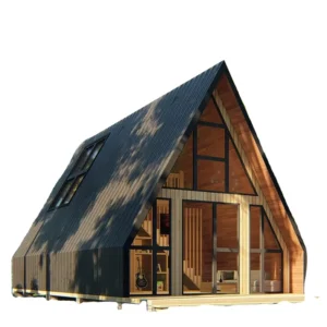Prefabricated Triangle Steel Modular Villa, Gable Roof, Solar Panels Optional, One-stop Custom Cabin For Resort, Office & Shop